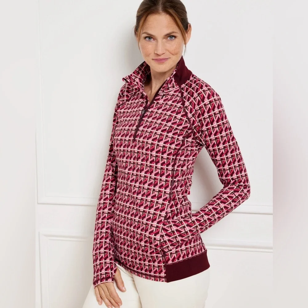 NWT Talbots Interlock Half Zip Pullover Top